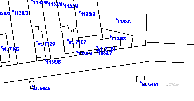 Parcela st. 1133/7 v KÚ Mladá Boleslav, Katastrální mapa