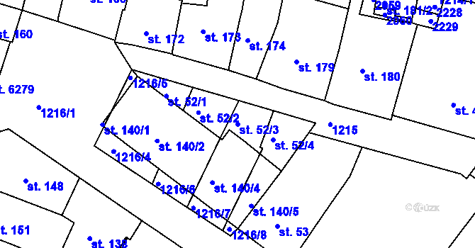 Parcela st. 52/3 v KÚ Mladá Boleslav, Katastrální mapa