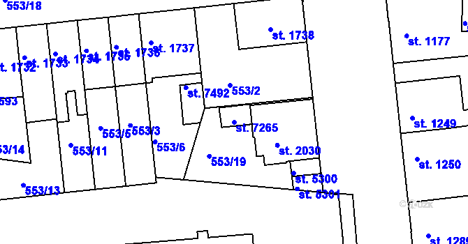 Parcela st. 7265 v KÚ Mladá Boleslav, Katastrální mapa