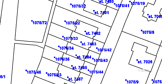 Parcela st. 7483 v KÚ Mladá Boleslav, Katastrální mapa
