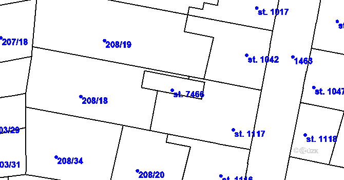 Parcela st. 7466 v KÚ Mladá Boleslav, Katastrální mapa