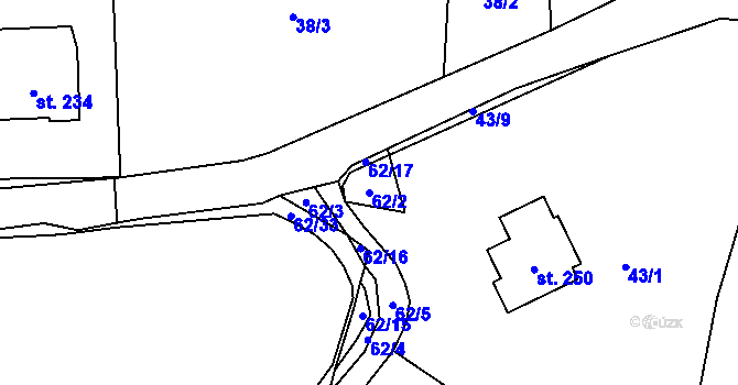 Parcela st. 62/2 v KÚ Jemníky u Mladé Boleslavi, Katastrální mapa