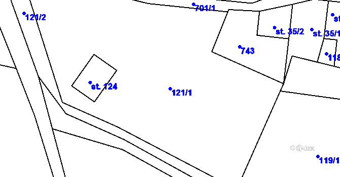 Parcela st. 121/1 v KÚ Jemníky u Mladé Boleslavi, Katastrální mapa