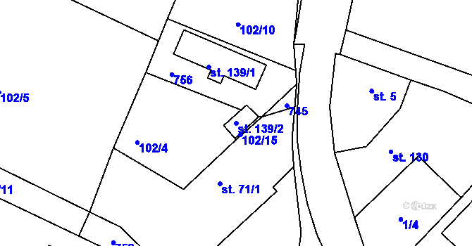 Parcela st. 139/2 v KÚ Jemníky u Mladé Boleslavi, Katastrální mapa