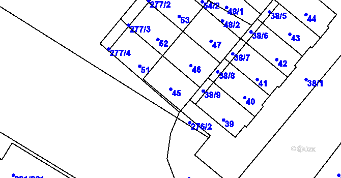 Parcela st. 45 v KÚ Bezděčín u Mladé Boleslavi, Katastrální mapa