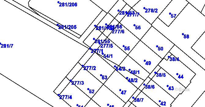Parcela st. 54/1 v KÚ Bezděčín u Mladé Boleslavi, Katastrální mapa