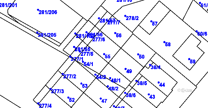 Parcela st. 55 v KÚ Bezděčín u Mladé Boleslavi, Katastrální mapa