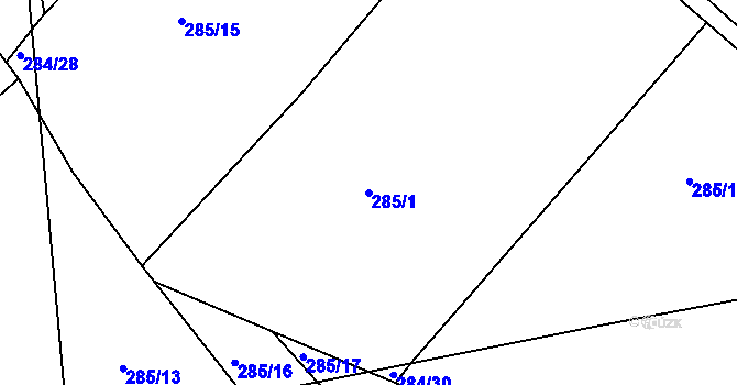 Parcela st. 285/1 v KÚ Bezděčín u Mladé Boleslavi, Katastrální mapa