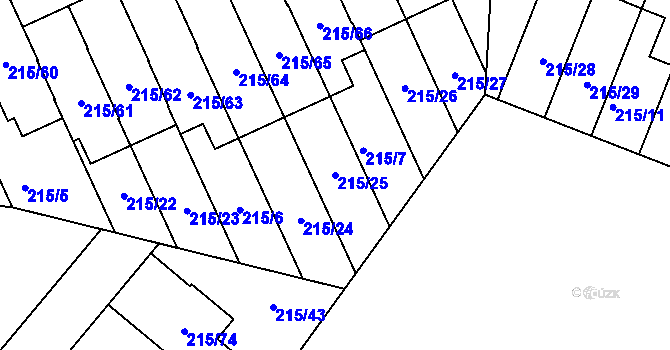 Parcela st. 215/25 v KÚ Chrást u Mladé Boleslavi, Katastrální mapa