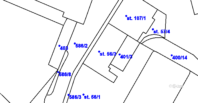 Parcela st. 56/3 v KÚ Čejetice u Mladé Boleslavi, Katastrální mapa