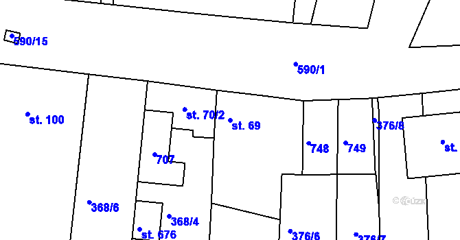 Parcela st. 69 v KÚ Čejetice u Mladé Boleslavi, Katastrální mapa