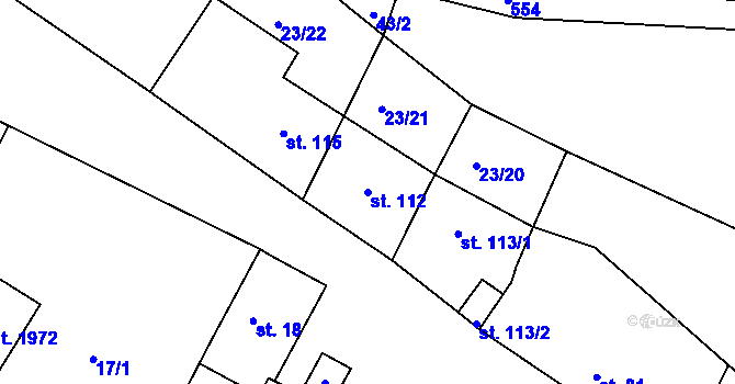 Parcela st. 112 v KÚ Čejetice u Mladé Boleslavi, Katastrální mapa