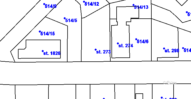 Parcela st. 273 v KÚ Čejetice u Mladé Boleslavi, Katastrální mapa