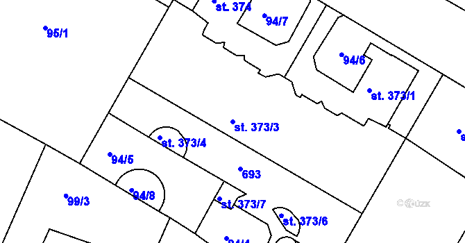 Parcela st. 373/3 v KÚ Čejetice u Mladé Boleslavi, Katastrální mapa