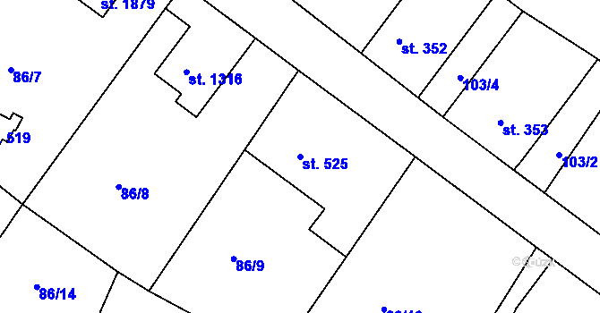 Parcela st. 525 v KÚ Čejetice u Mladé Boleslavi, Katastrální mapa