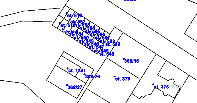 Parcela st. 545 v KÚ Čejetice u Mladé Boleslavi, Katastrální mapa
