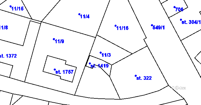 Parcela st. 11/3 v KÚ Čejetice u Mladé Boleslavi, Katastrální mapa