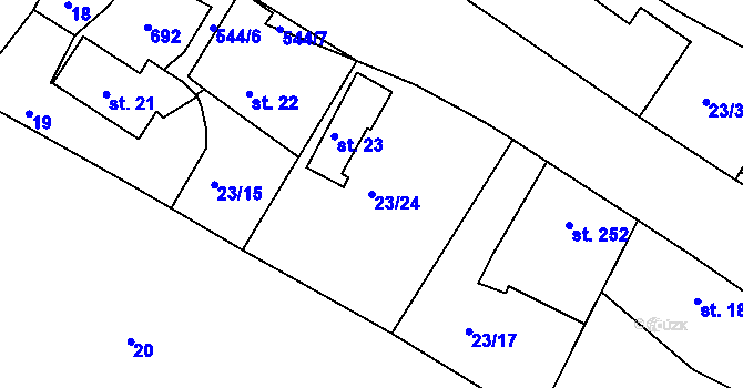 Parcela st. 23/24 v KÚ Čejetice u Mladé Boleslavi, Katastrální mapa