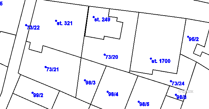 Parcela st. 73/20 v KÚ Čejetice u Mladé Boleslavi, Katastrální mapa