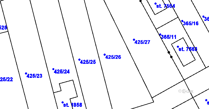 Parcela st. 425/26 v KÚ Čejetice u Mladé Boleslavi, Katastrální mapa