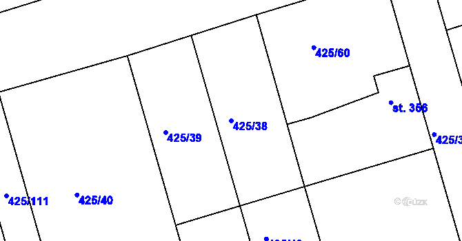 Parcela st. 425/38 v KÚ Čejetice u Mladé Boleslavi, Katastrální mapa