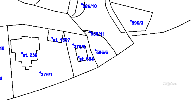 Parcela st. 586/6 v KÚ Čejetice u Mladé Boleslavi, Katastrální mapa