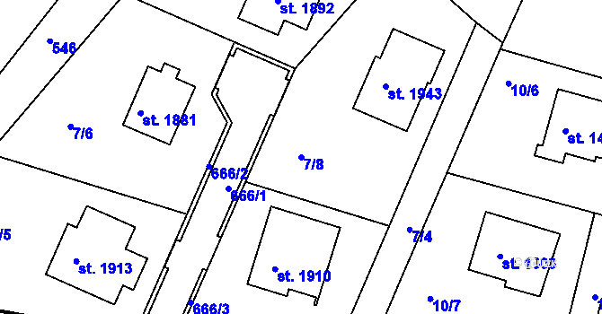 Parcela st. 7/8 v KÚ Čejetice u Mladé Boleslavi, Katastrální mapa
