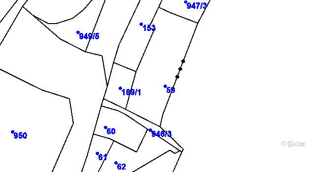 Parcela st. 59 v KÚ Debř, Katastrální mapa