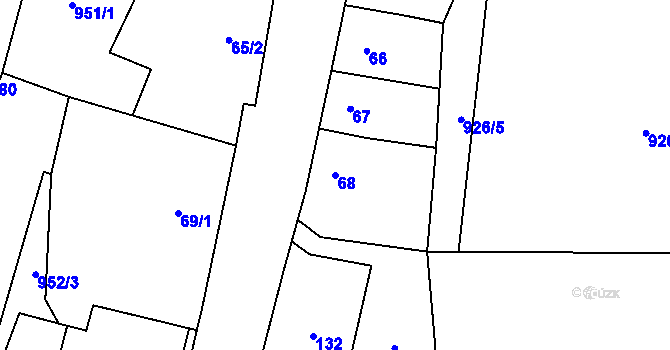 Parcela st. 68 v KÚ Debř, Katastrální mapa