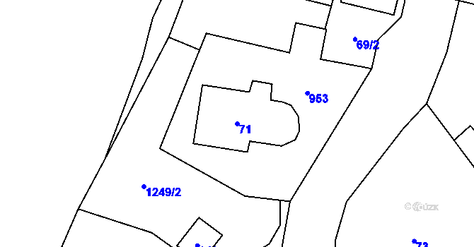 Parcela st. 71 v KÚ Debř, Katastrální mapa