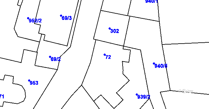 Parcela st. 72 v KÚ Debř, Katastrální mapa