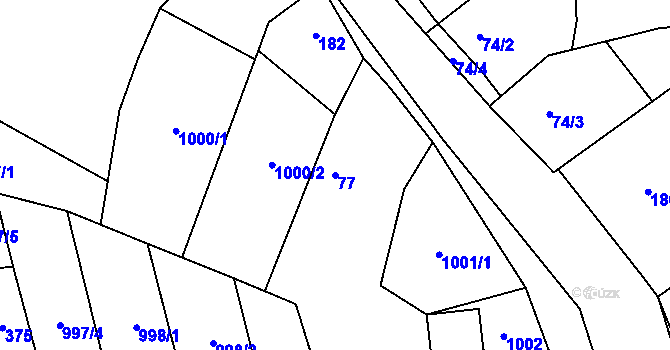 Parcela st. 77 v KÚ Debř, Katastrální mapa