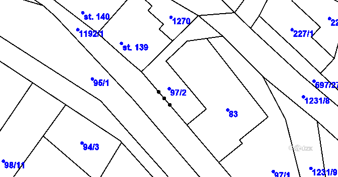 Parcela st. 97/2 v KÚ Debř, Katastrální mapa