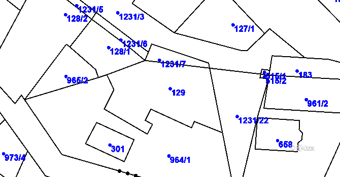 Parcela st. 129 v KÚ Debř, Katastrální mapa