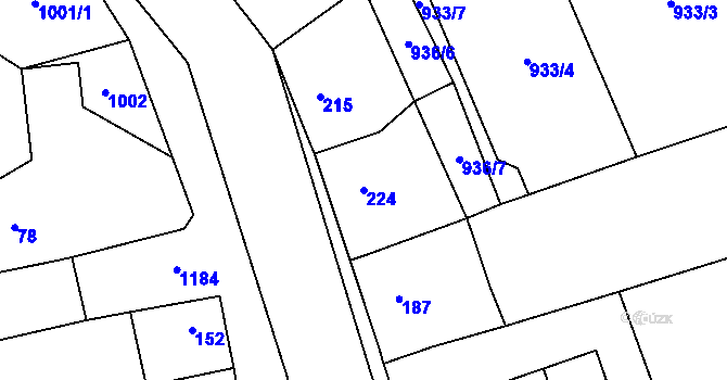 Parcela st. 224 v KÚ Debř, Katastrální mapa