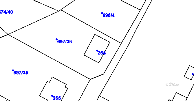 Parcela st. 264 v KÚ Debř, Katastrální mapa