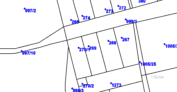 Parcela st. 269 v KÚ Debř, Katastrální mapa