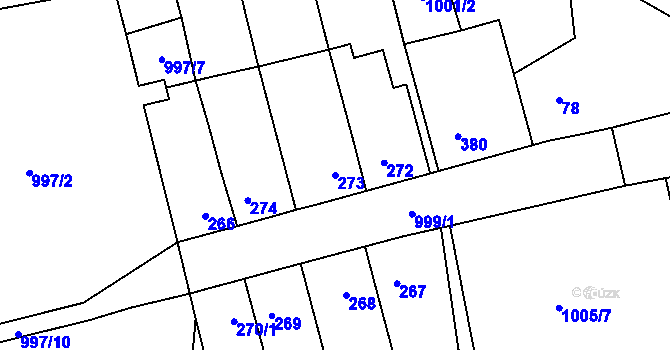 Parcela st. 273 v KÚ Debř, Katastrální mapa