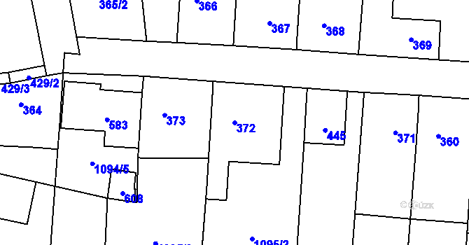 Parcela st. 372 v KÚ Debř, Katastrální mapa