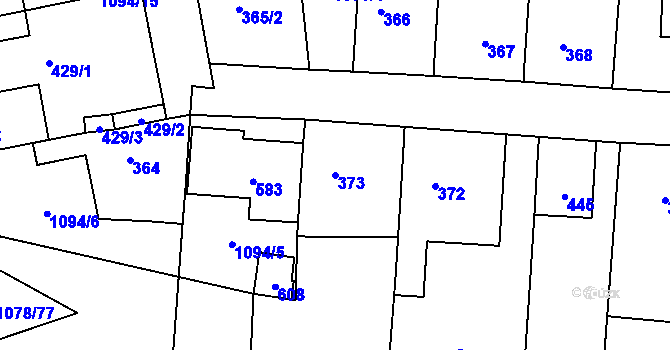 Parcela st. 373 v KÚ Debř, Katastrální mapa