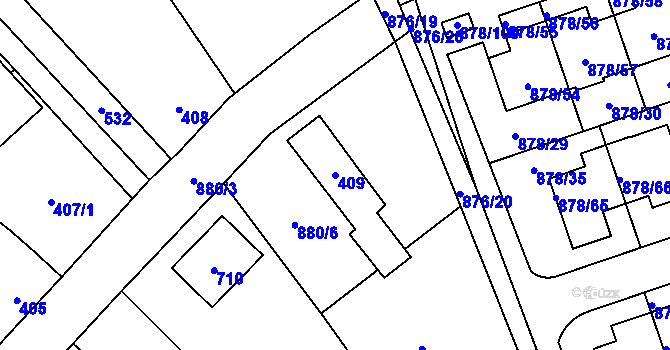 Parcela st. 409 v KÚ Debř, Katastrální mapa