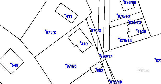 Parcela st. 410 v KÚ Debř, Katastrální mapa