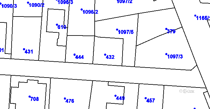 Parcela st. 432 v KÚ Debř, Katastrální mapa