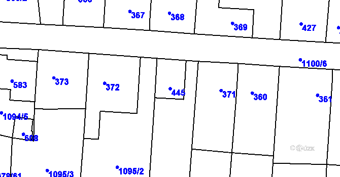 Parcela st. 445 v KÚ Debř, Katastrální mapa