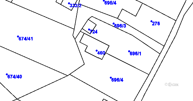 Parcela st. 460 v KÚ Debř, Katastrální mapa