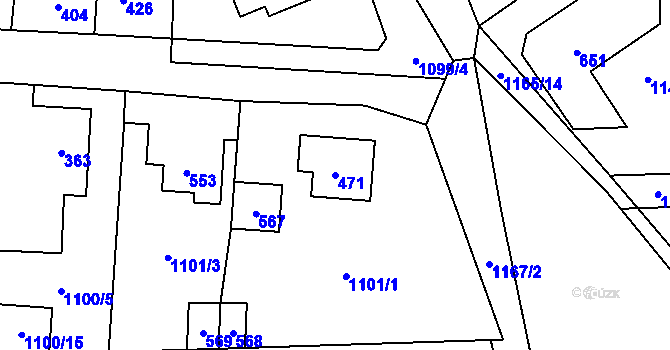 Parcela st. 471 v KÚ Debř, Katastrální mapa