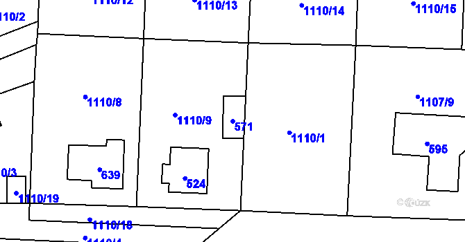 Parcela st. 571 v KÚ Debř, Katastrální mapa