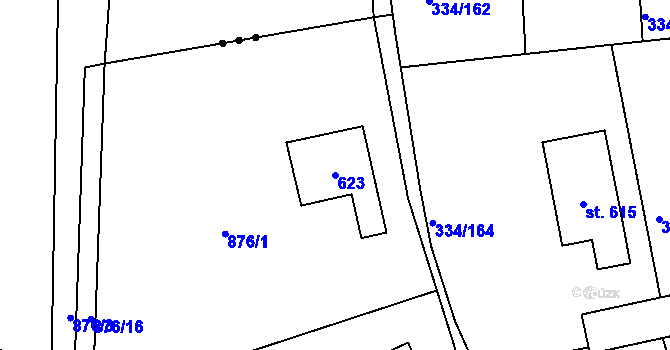Parcela st. 623 v KÚ Debř, Katastrální mapa