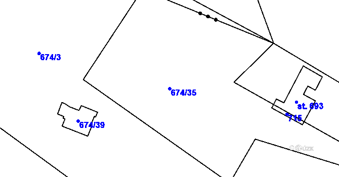 Parcela st. 674/35 v KÚ Debř, Katastrální mapa
