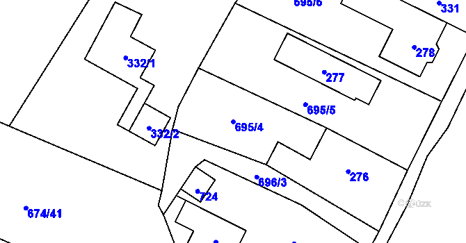 Parcela st. 695/4 v KÚ Debř, Katastrální mapa